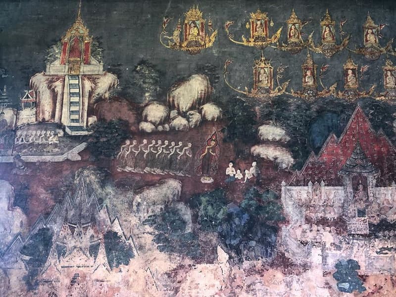 จิตกรรมฝาผนังที่เป็นปริศนา วัดโพธิ์บางโอ นนทบุรี 