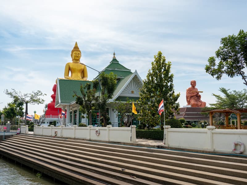 บรรยากาศริมแม่น้ำเจ้าพระยา วัดโบสถ์ ปทุมธานี